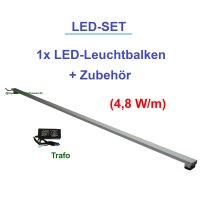 SET: 1x LED-Leuchtbalken mit Trafo, 30-200 cm (4,8W)