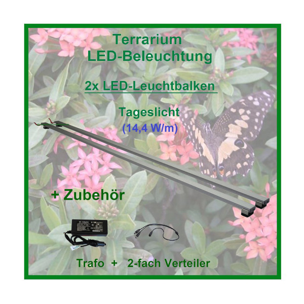 Terra Pflanzen - LED-Leuchtbalken 170 cm, 2 Leisten mit 396 LEDs, Trafo 60W + Verteiler
