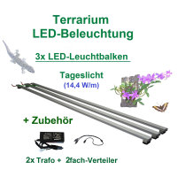 Terra Pflanzen - LED-Leuchtbalken 180 cm, 3 Leisten mit 630 LEDs, 1x Trafo 78W + Verteiler
