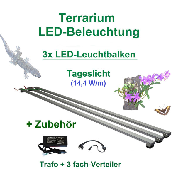 Terra Pflanzen - LED-Leuchtbalken 170 cm, 3 Leisten mit 594 LEDs, 1x Trafo 78W + Verteiler