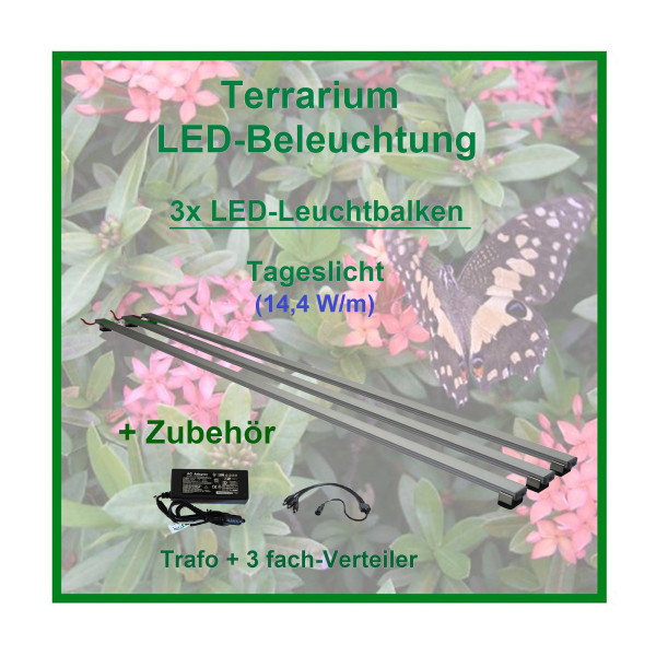 Terra Pflanzen - LED-Leuchtbalken 170 cm, 3 Leisten mit 594 LEDs, 1x Trafo 78W + Verteiler