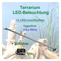 Terrarium - LED-Beleuchtung RA>95, 100 cm 1 Leiste mit 117 LEDs mit Trafo 18W
