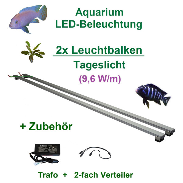 Aquarium LED 170cm, Set2: 2x Leuchtbalken mit Trafo + Verteiler