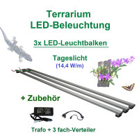 Terra Pflanzen - LED-Leuchtbalken 120 cm, 3 Leisten mit 414 LEDs, Trafo 60W + Verteiler
