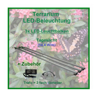 Terra Pflanzen - LED-Leuchtbalken 120 cm, 3 Leisten mit 414 LEDs, Trafo 60W + Verteiler