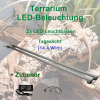 Terrarium - LED-Beleuchtung RA>95, 60 cm 2 Leisten mit 138 LEDs Trafo + Verteiler