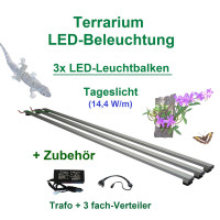 Terra Pflanzen - LED-Leuchtbalken 70 cm, 3 Leisten mit 234 LEDs, Trafo 30W + Verteiler