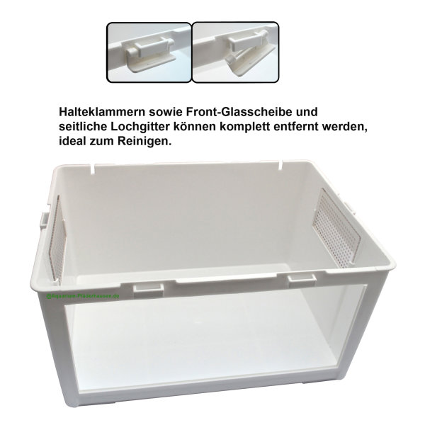 Reptilien Box / Terrarium aus Kunststoff mit Front-Glasscheibe 50x35,5x27 cm