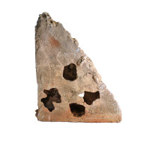 Eck-Lochgestein, ca. 24x24x26 cm, Naturstein rot
