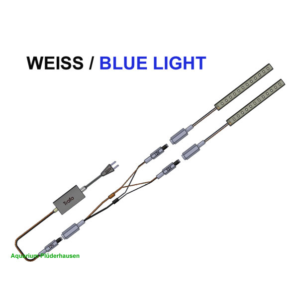SET: 2 weiße/blaue LED-Streifen, wasserdicht (1x weiß + 1x blau)