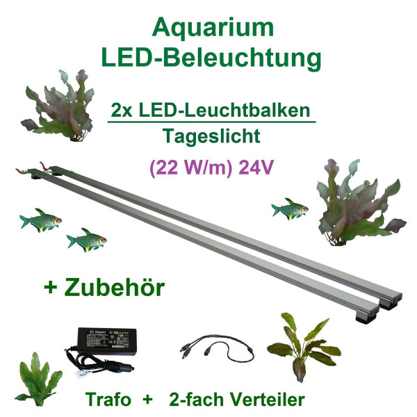 Spez - LED-Pflanzen-Leuchtbalken, 30 cm, 2 Leisten mit 64 LEDs + 60W Trafo u. Verteiler