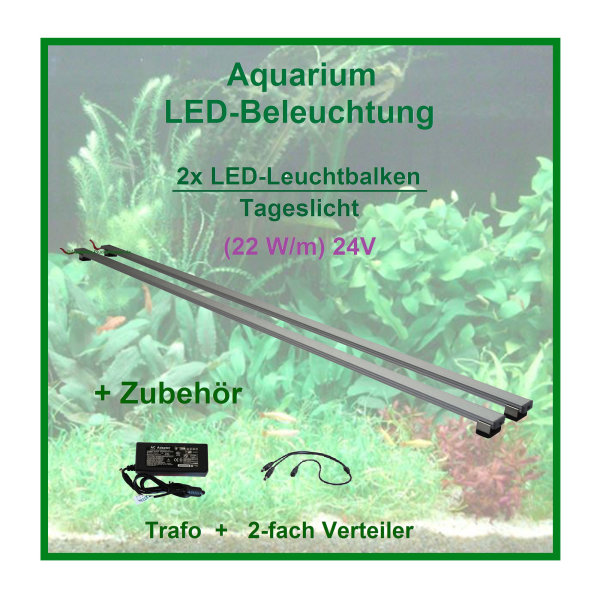 Spez - LED-Pflanzen-Leuchtbalken, 30 cm, 2 Leisten mit 64 LEDs + 60W Trafo u. Verteiler