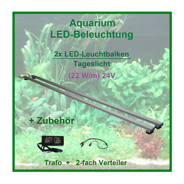 Spez - LED-Pflanzen-Leuchtbalken, 120 cm, 2 Leisten mit 304 LEDs + 60W Trafo u. Verteiler