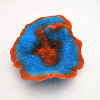 Steinkoralle, 29,5 x 22 x 11 cm, LPS (Blastomussa), Nachbildung rot/blau