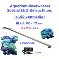 Meerwasser Aquarium - LED-Leuchtbalken 80 cm, 1 Leiste BLAU mit Trafo 60W