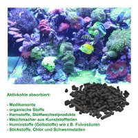 Filter Aktiv-Kohle, 150-600g (250ml-1000ml), chemische Filterung für Aquarien