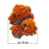 Steinkoralle, 20 x 14 x 13 cm, LPS (Goniopora) auf Stein mit Höhle, Nachbildung
