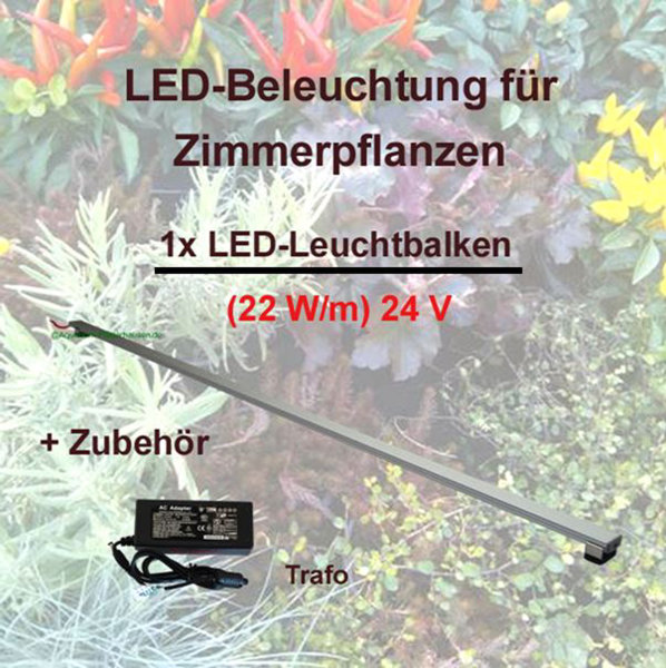 Zimmer Pflanzenlicht - LED-Leuchtbalken 50 cm, 1 Leiste mit Trafo 60W