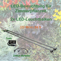 Zimmer Pflanzenlicht - LED-Leuchtbalken 50 cm, 2 Leisten mit Trafo 60W und Verteiler