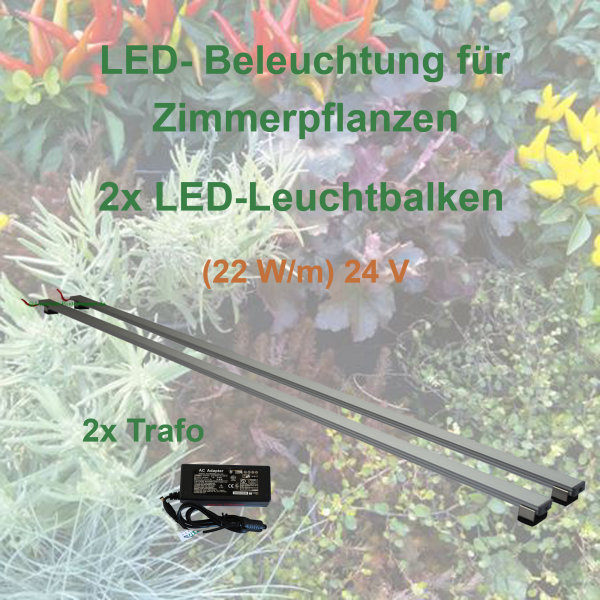 Zimmer Pflanzenlicht - LED-Leuchtbalken 170 cm, 2 Leisten mit 2x 60W Trafo