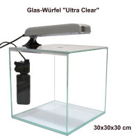 Weißglas-Aquarium Würfel 30 x 30 x 30 cm, 27 L, inkl....