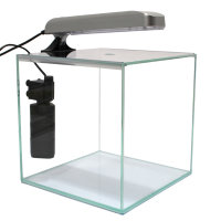 Weißglas-Aquarium Würfel 30 x 30 x 30 cm, 27 L, inkl. Lampe und Filter