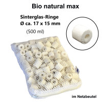 Bio natural max, Aquarium Filter Sinterglasringe Ø 17x15 mm im Netzbeutel, 350g (ca. 500ml/70 Stk)