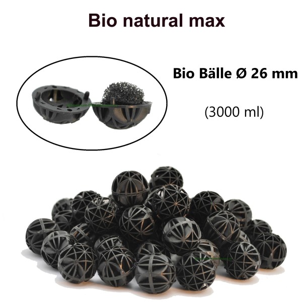 Bio natural max, Aquarium/Teich Bio Bälle XY-B26, Ø 26 mm, 198 Stk (ca.3000 ml/450g)