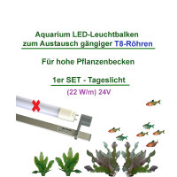 T8 LED HighEnd, Set1 für hohe Pflanzen- Aquarien, 1x Leuchtbalken Pflanzenlicht 350 - 1585 mm inkl. T8 Halter + Trafo