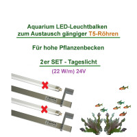 T5 LED HighEnd, Set2 für hohe Pflanzen- Aquarien, 2x Leuchtbalken Pflanzenlicht 438 - 1449 mm inkl. T5 Halter + Trafo 