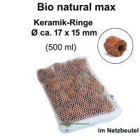 Bio natural max, Aquarium Filter Keramikringe im Netzbeutel Ø ca. 17x15 mm, 260g (ca.500ml/75 Stk)