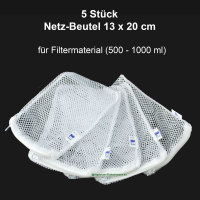 5 Stk Netz-Beutel 500- 1000ml f. Keramik-Ringe u. andere Aquarium-Filtermedien