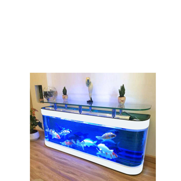 Siteboard Aquarium 200x38x55 cm, mit 1x Biofilter, abgerundete Ecken (weiss)
