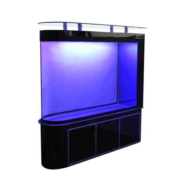 Aquarium 150x38x158 cm, Raumteiler-Wandaquarium 1x Biofilter, halbrund