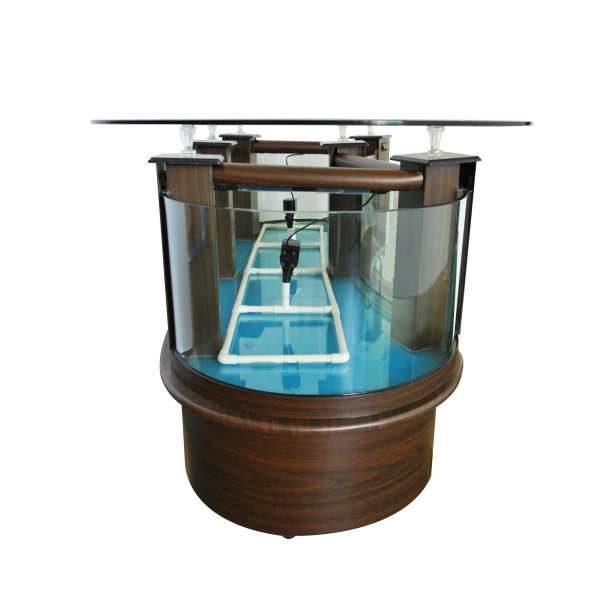B-Ware!! Aquarium 180x80x80 cm, Tischaquarium-Schreibtisch, Filter im Boden, halbrund