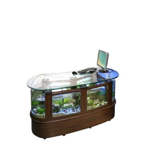 B-Ware!! Aquarium 180x80x80 cm, Tischaquarium-Schreibtisch, Filter im Boden, halbrund (holz)