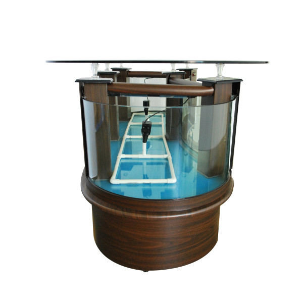 B-Ware!! Aquarium 180x80x80 cm, Tischaquarium-Schreibtisch, Filter im Boden, halbrund (holz)