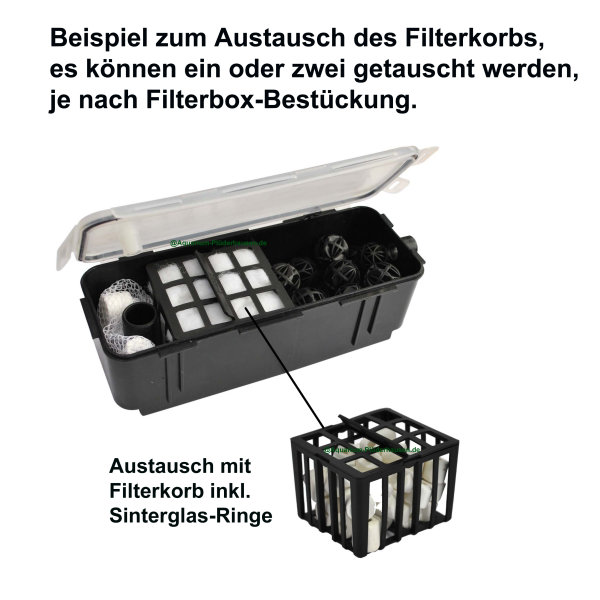 Ersatz-Filterkorb für AA-Filterbox inkl. Sinterglas-Ringe für 50L/70L Aquarien