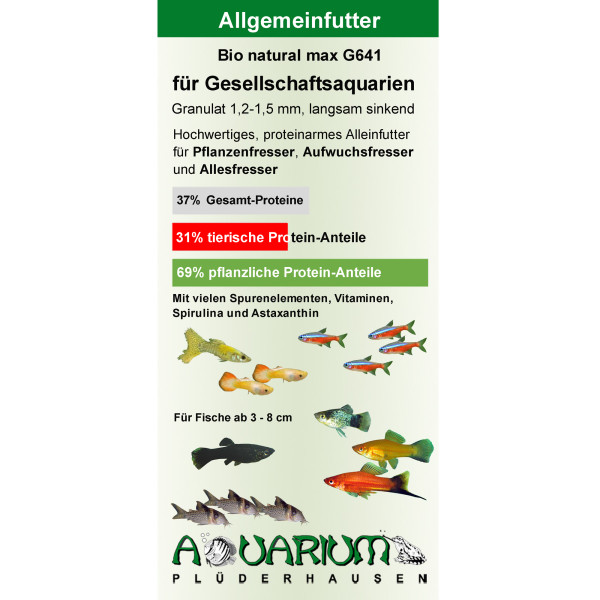 Bio natural max, Alleinfutter G641 Premium Granulat 1,2 - 1,5 mm