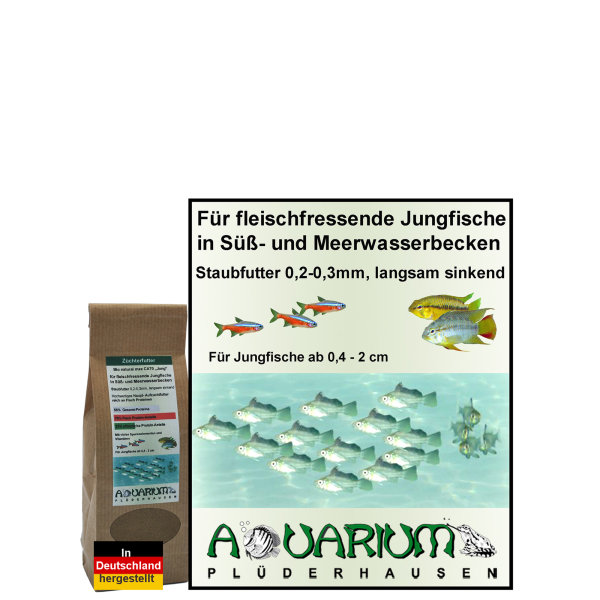 Staubfutter, fleischfr. Babyfische/Jungfische, Granulat 0,2-0,3 mm, 55g / 100ml