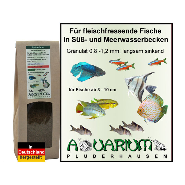 Bio natural max, Alleinfutter CA71 für fleischfressende Fische, Granulat 0,8 - 1,2 mm, 280g / 500ml