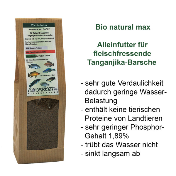 Bio natural max, Alleinfutter CA71-T für Tanganjiksee-Barsche,Granulat 0,8-1,2mm, 140g / 250ml
