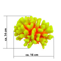 Steinkoralle, 16 x 14 x 8 cm, SPS (Stylophora), Korallen Nachbildung gelb/orange