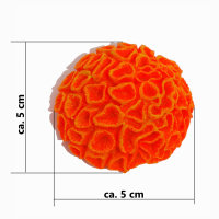 Nano Steinkoralle, 5 x 5 x 2 cm, LPS, Hirnkoralle (Favites), Nachbildung neon orange
