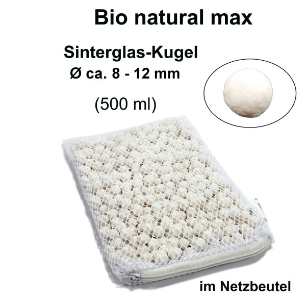 Bio natural max, Aquarium Filter Sinterglas-Kugeln im Netzbeutel Ø 12-15 mm, 470g (ca.500ml/320 Stk)