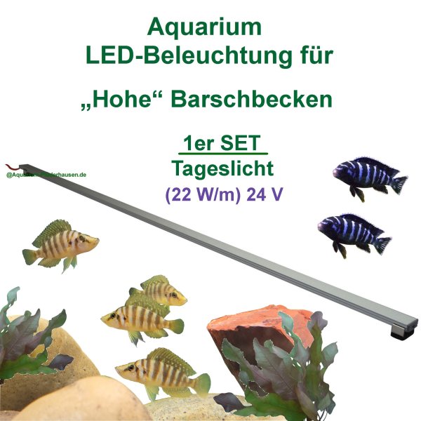 Aquarium LED 30-200cm, Set1: 1x LED- Leuchtbalken mit Trafo, 22 W/m, für hohe Barschbecken