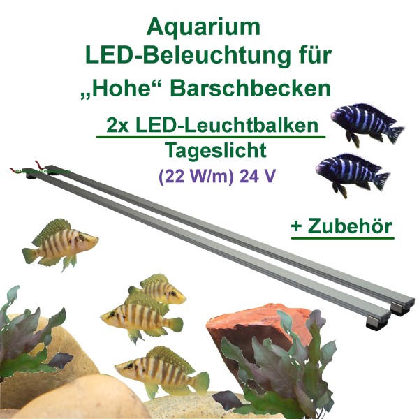 Aquarium LED 70cm, Set2: 2x Leuchtbalken mit Trafo + Verteiler